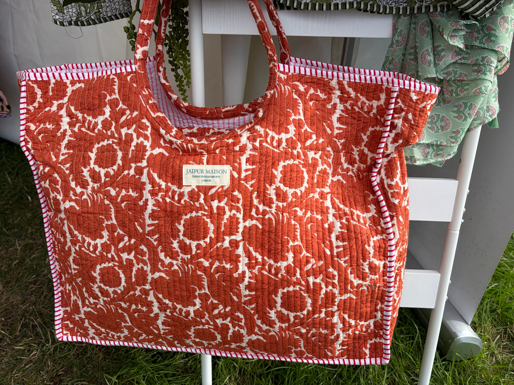Autumn block print tote bag