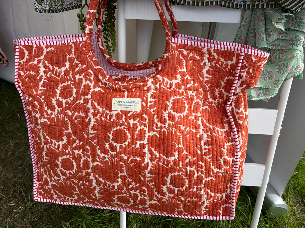 Autumn block print tote bag