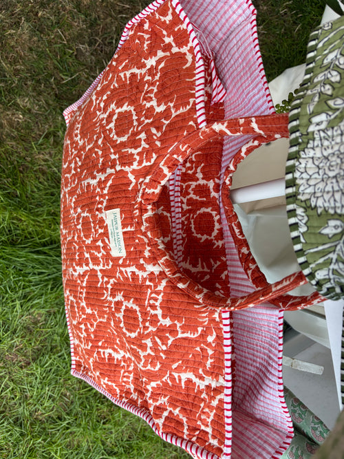 Autumn block print tote bag