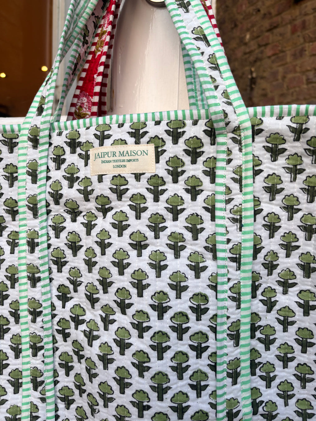 The EVERYTHING BLOCK PRINT TOTE - GREEN APPLE