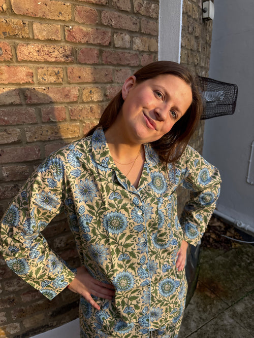 Emerald Green Block Print Pyjamas SET